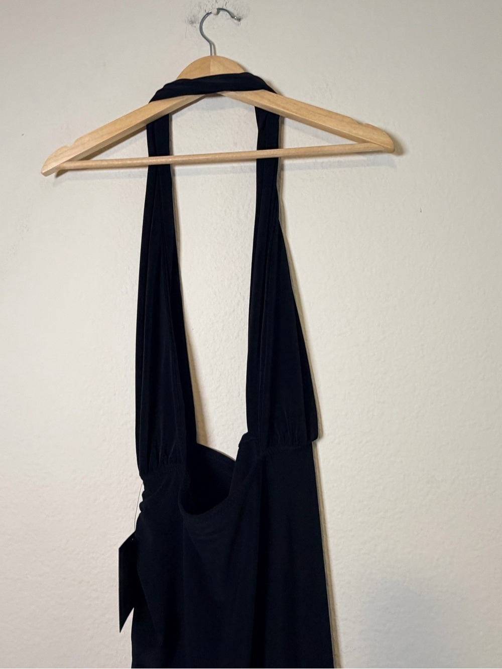 NWT Norma Kamali Cross Halter Side Drape Gown Black L - Picture 7 of 8